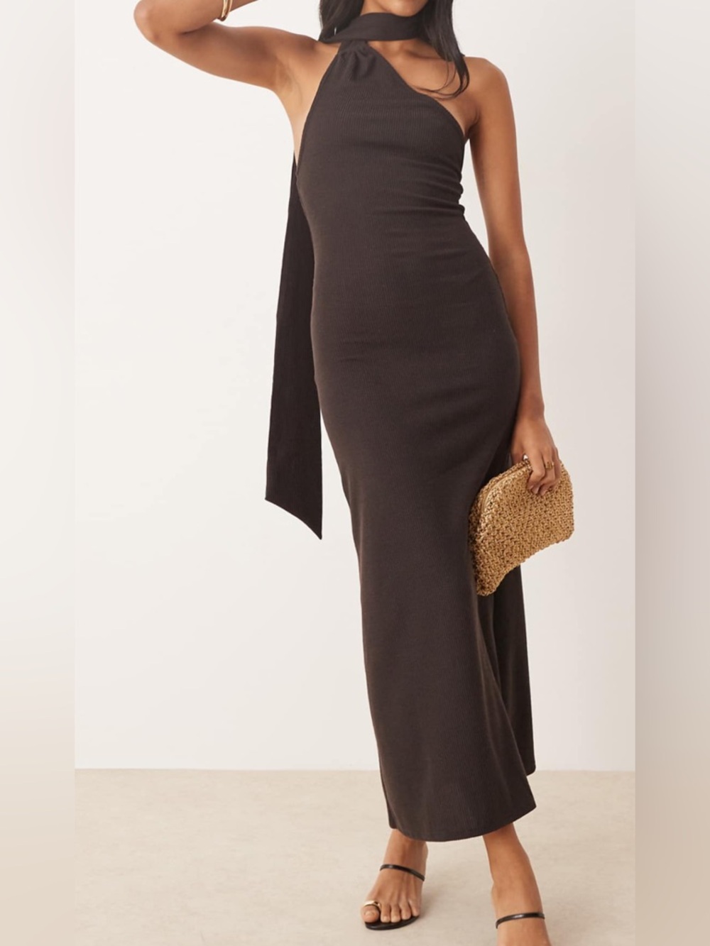 ASOS One-Shoulder Black Maxi Dress